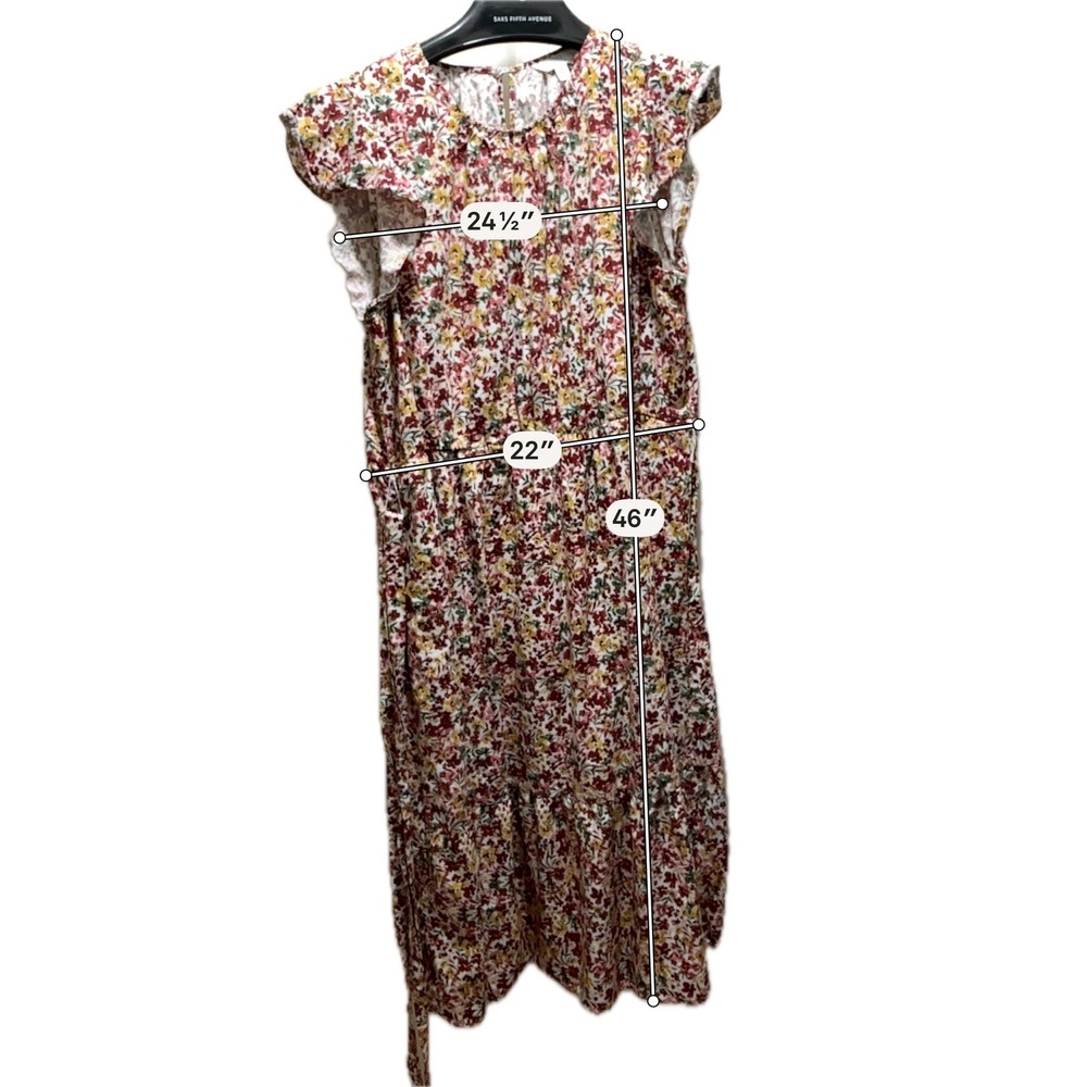 Womens Floral Tiered Midi Dress XXL 20 Multi Flutter Sleeve Boho Cottagecore - Picture 4 of 11